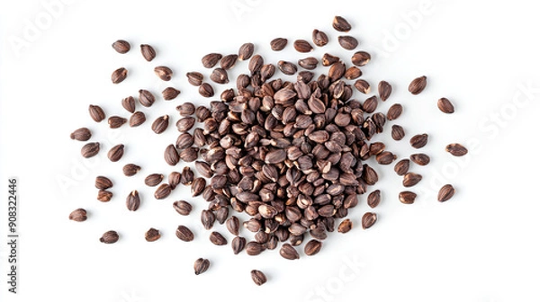 Fototapeta Black Sesame Seeds Isolated on White Background, Top View, Raw Sesame Seeds, Healthy Ingredient, Nutritious Spice, Organic Black Seeds, Culinary Use, High Resolution Image