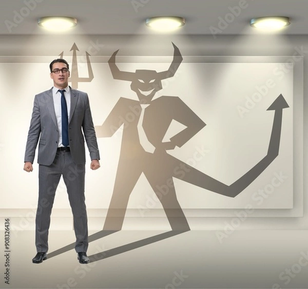 Obraz Devil hiding in the businessman - alter ego concept