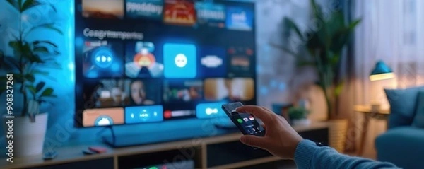 Obraz A person selecting a streaming app on a smart TV