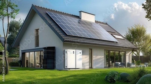 Obraz Home with solar battery storage system