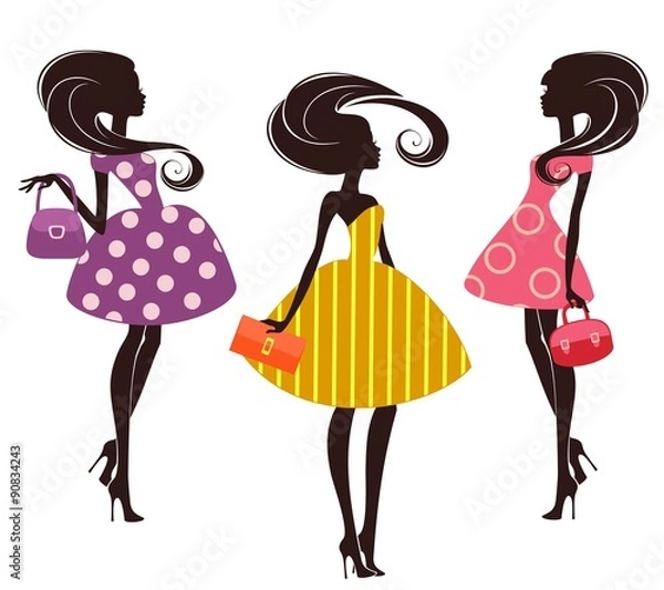 Obraz Три  девушки в стиле ретро
