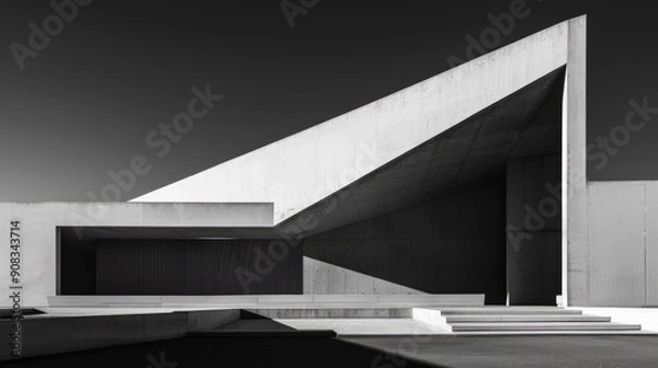 Obraz Minimalist white building with sharp angles and shadow play