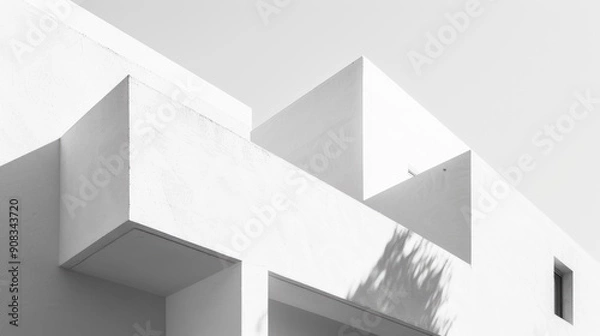 Obraz Minimalist white building with sharp angles and shadow play