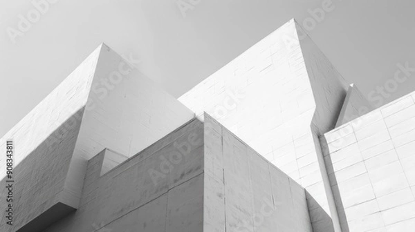 Obraz Minimalist white building with sharp angles and shadow play