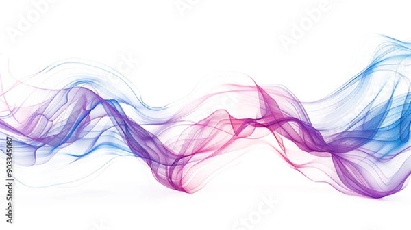 Fototapeta Colorful sound waves isolated on transparent background
