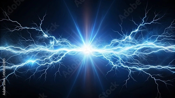 Fototapeta High voltage electricity sparking in dark background, electricity, power, energy, voltage, danger, technology, electric