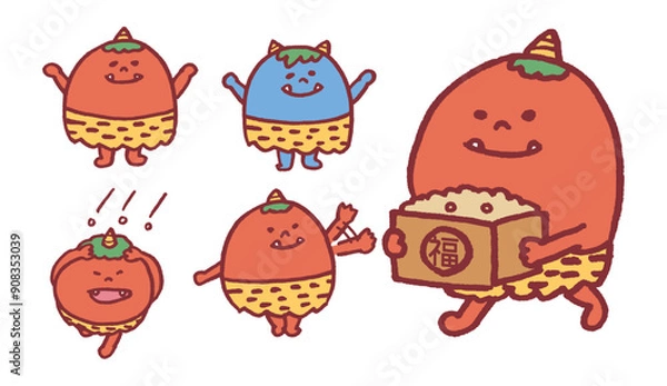 Obraz フォルムが面白い節分のカワイイ鬼のキャラ素材