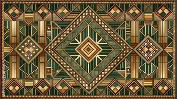 Fototapeta Geometric Tapestry of Time: A Symphony of Art Deco Elegance  Generative AI