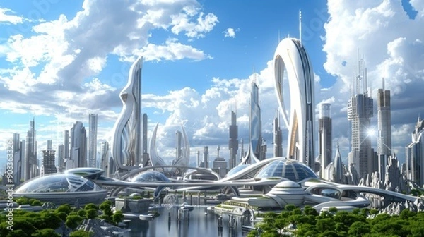 Obraz Urban landscape with mix of futuristic and classical architecture