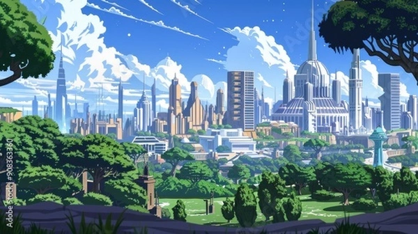 Obraz Urban landscape with mix of futuristic and classical architecture
