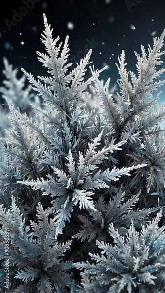 Fototapeta white frost crystals abstract background backdrop design copy space illustration art