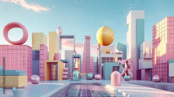 Obraz Urban landscape with mix of futuristic and classical architecture