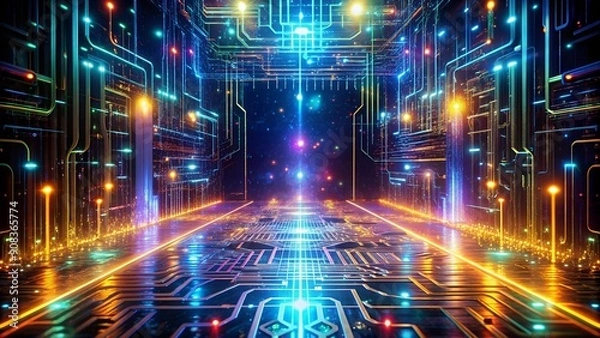 Fototapeta Ephemeral Circuits: A Tapestry of Time  Generative AI
