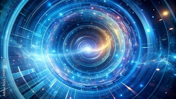 Fototapeta Digital Time Vortex: A Swirling Center of Information and Temporal Displacement  Generative AI