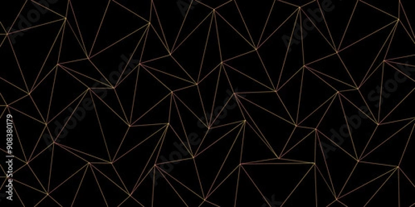 Fototapeta Abstract beautiful perfect random golden lines background. abstract golden lines with black background creative geometric triangle shape. perfect random abstract line background. Vector illustration.