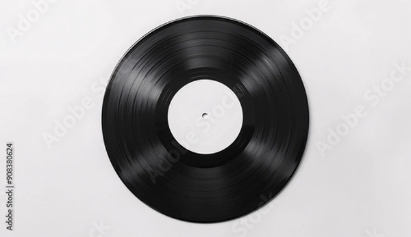 Obraz Minimalist white background with vinyl record in flat lay