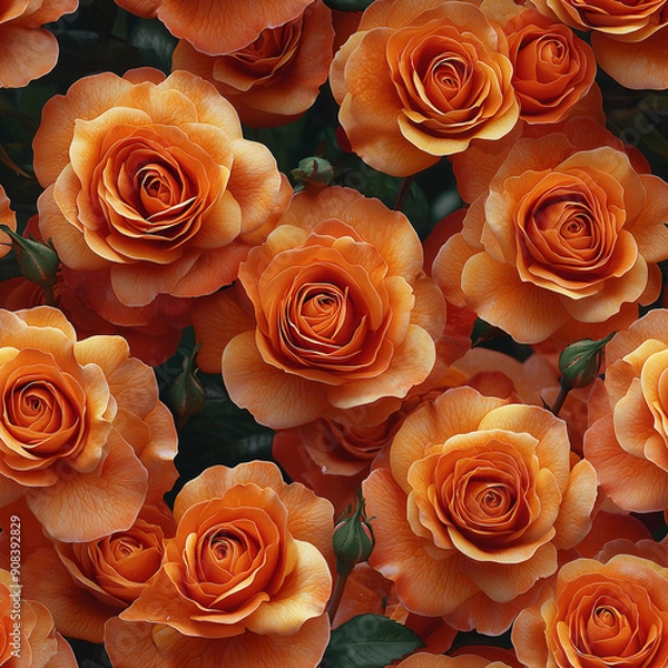 Obraz オレンジのバラのテクスチャパターン