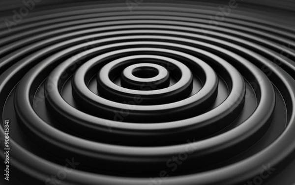 Fototapeta Monochrome concentric circles forming hypnotic abstract pattern creating visual depth and texture. Perfect for backgrounds and design concepts.