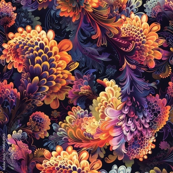 Obraz Floral Pattern With Vibrant Colors