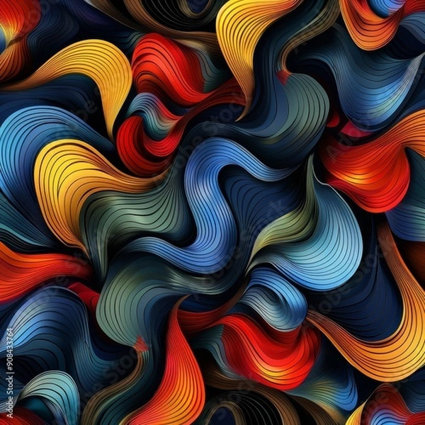 Obraz Abstract Wavy Pattern in Vibrant Colors