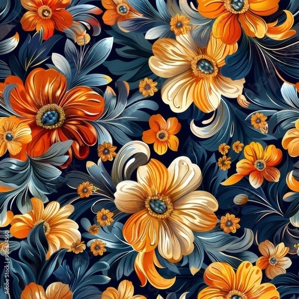 Obraz Floral Pattern in Warm Colors