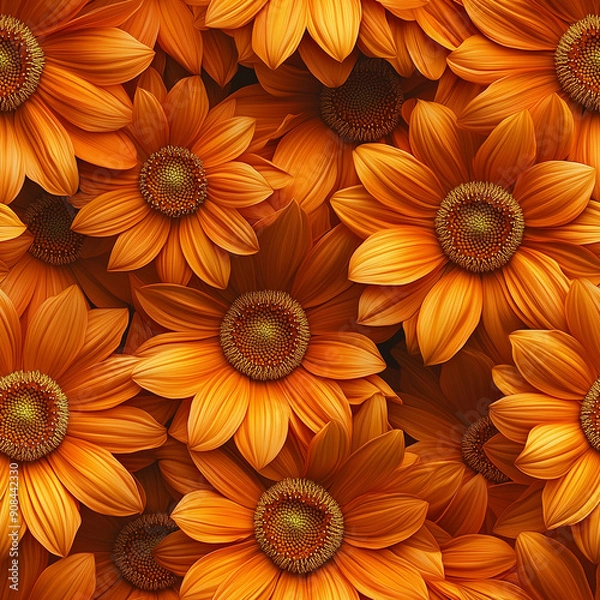 Fototapeta オレンジのひまわりのテクスチャパターン