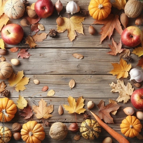 Fototapeta orange summer floral with fruit on brown wooden table with space blank for text isolated in background, summer concept with fruit and plants, leaves