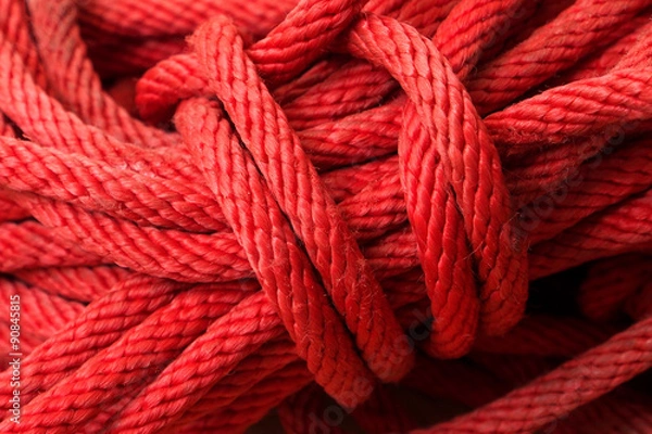 Obraz Macro of red Nylon rope texture background