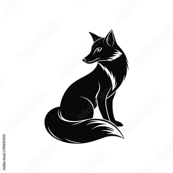 Fototapeta fox sitting silhouette