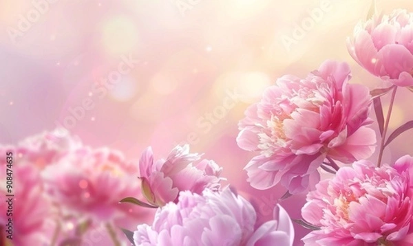 Fototapeta Background with beautiful pink peonies
