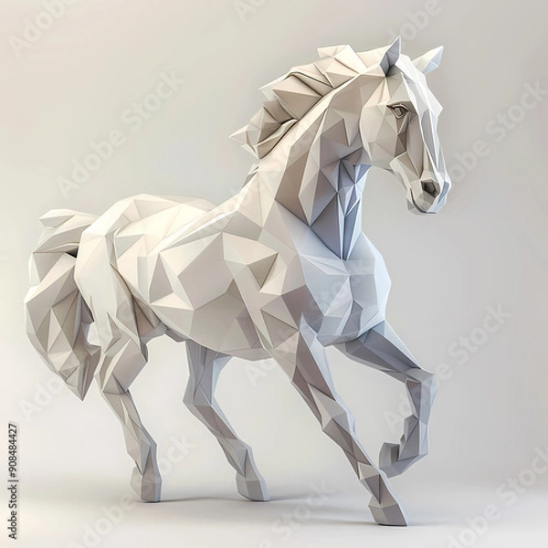 Fototapeta 3D horse in white background vector image