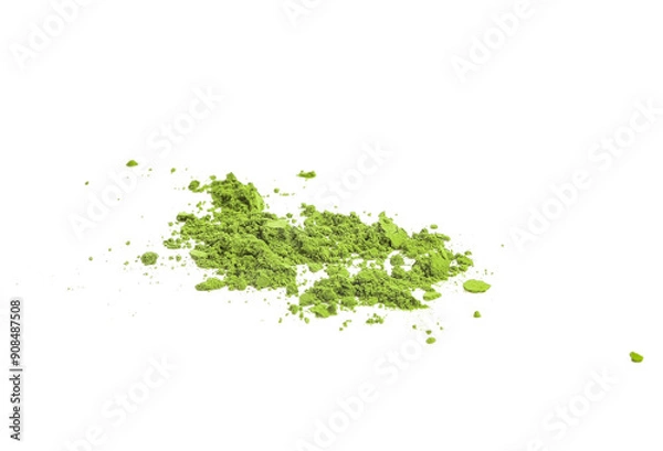 Obraz Heap of green matcha tea powder isolated on transparen png.