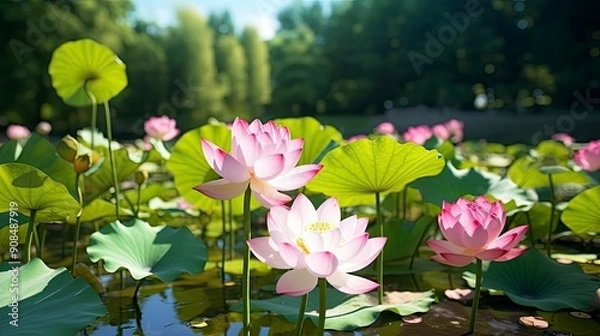 Obraz flowering lotus in pond