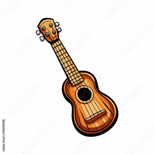Fototapeta A close-up image of a ukulele on a white background.