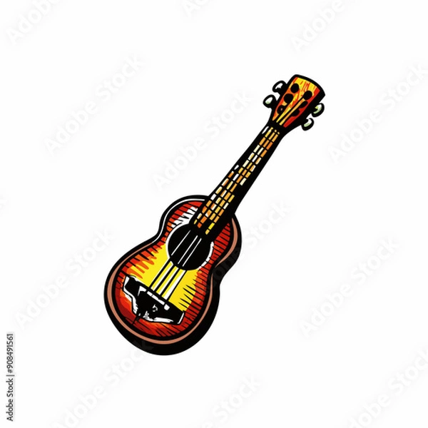 Fototapeta A close-up shot of a ukulele, isolated on a white background.