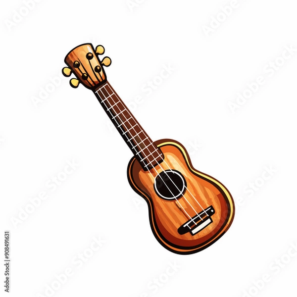 Fototapeta A close-up image of a ukulele against a plain white background.