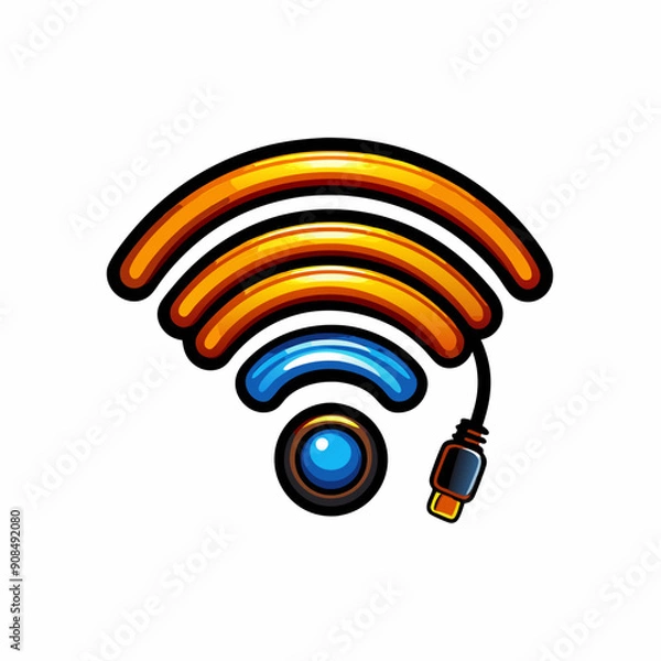 Fototapeta A WiFi signal icon with a connector.