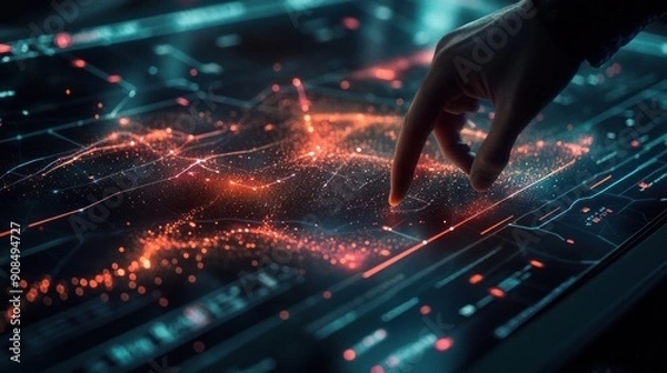 Fototapeta Interactive Data Visualization on a Futuristic Interface
