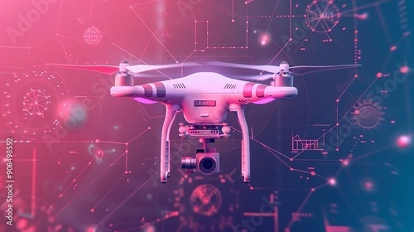 Fototapeta Frontal view of an abstract drone