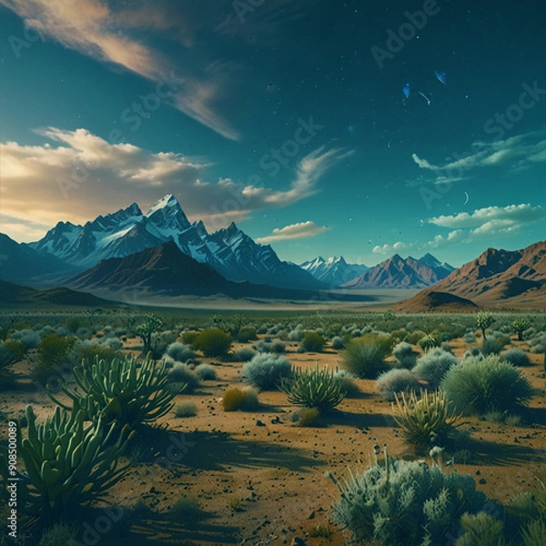 Fototapeta Fantasy Morning landscape with clouds and alpine mountains, sea and jungle. Morning mist, breathtaking natural scenery Explore and tourism images, refreshing and relaxing nature for wallpaper