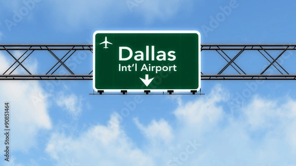 Fototapeta Dallas Forth Worth USA Airport Highway Sign
