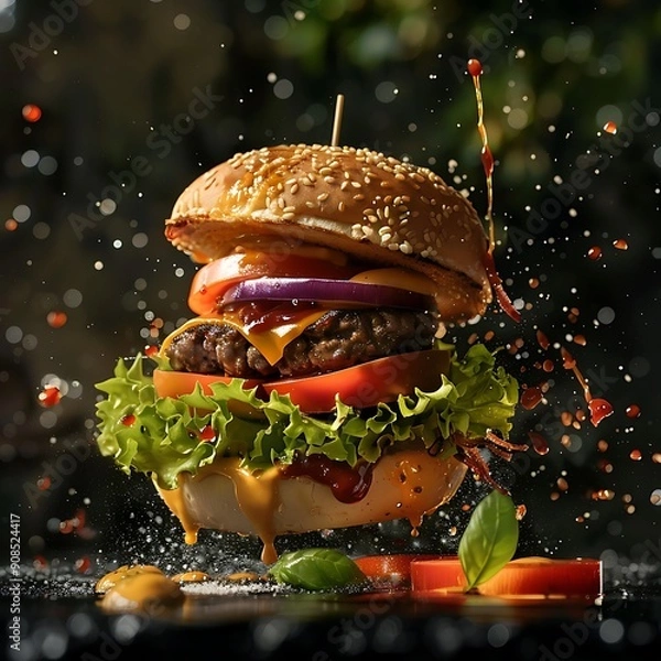 Obraz Gourmet Cheeseburger,  AI-generated image
