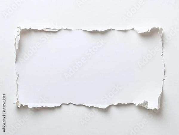 Fototapeta white paper with torn edge mockup on white background