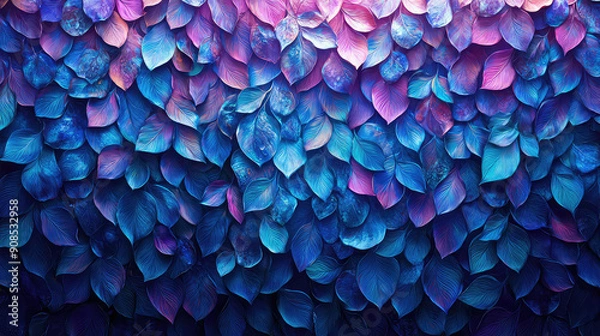 Obraz Elegant colorful with vibrant flower hanging branches illustration background. Bright color 3d abstraction wallpaper for interior mural