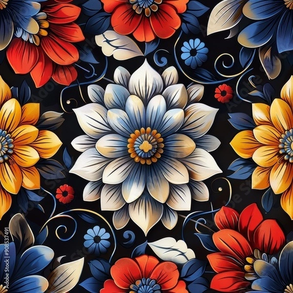 Fototapeta Floral Pattern in Vibrant Colors