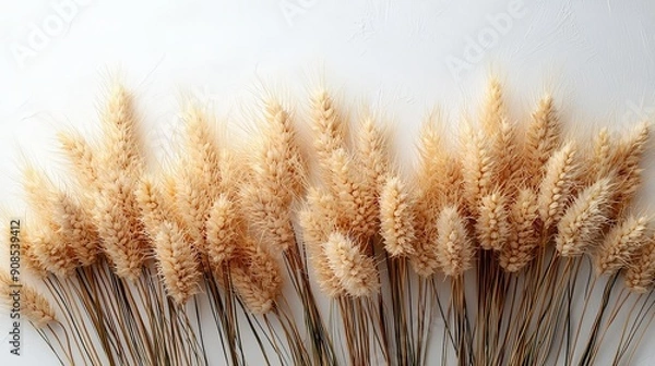 Obraz minimalist wallpaper featuring golden wheat on white background