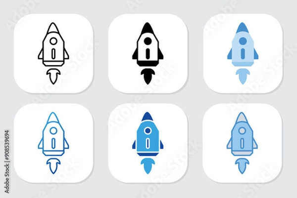 Fototapeta rocket icons with various design styles	