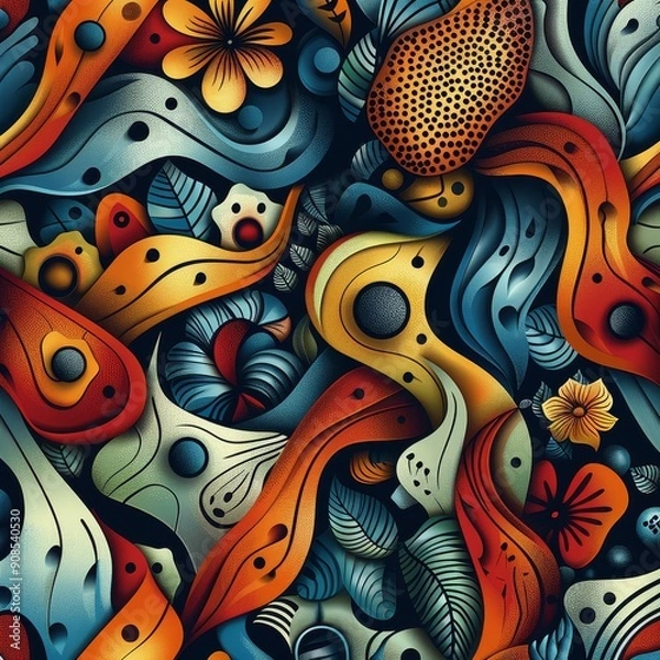 Fototapeta Abstract Floral Design with Vivid Colors