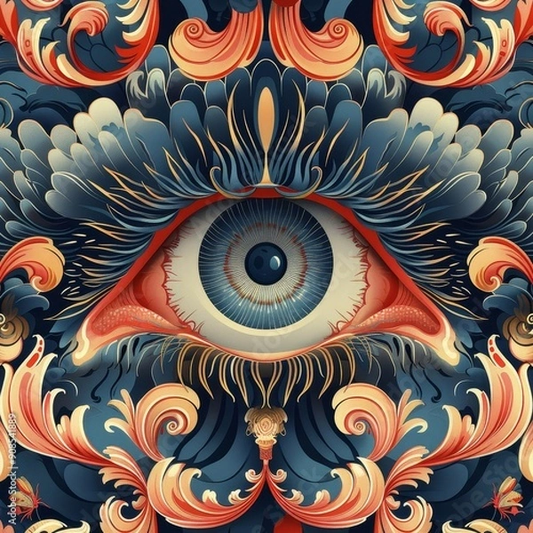 Fototapeta The All-Seeing Eye in Baroque Design