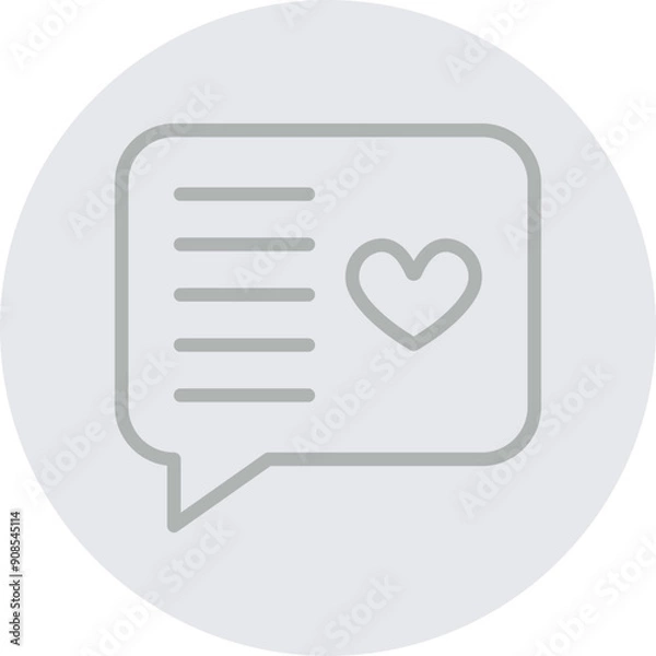 Fototapeta Love Message Vector Line Grey Circle Grey